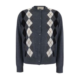 Semicouture Truien & Vesten, Dames, Grijs, S, Belle Argyle Cardigan