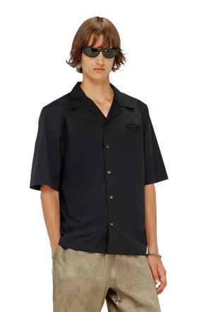 Diesel Stretch poplin shirt with Oval D embroidery - Shirts - Man - Black