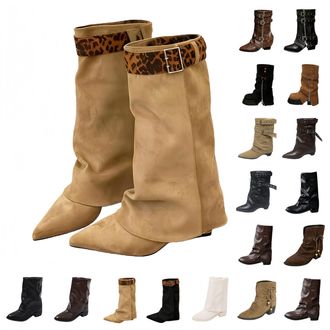 Generic Womens Ankle Boots with Heels, Elegant Cowboy Boots, Suede Leather Comfortable Lace Ankle Boots, Western Boots, Short Ankle Boots for Autumn and Winte