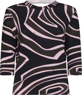 Pucci Labirinto Print Wol Trui - Dames - Ronde hals truien - Veelkleurig - S - Wol - Truien & Vesten