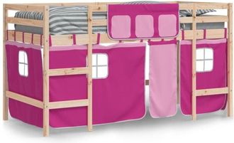 vidaXL Kids Loft Bed with Curtains without Mattress Pink 80x200cm Vidaxl