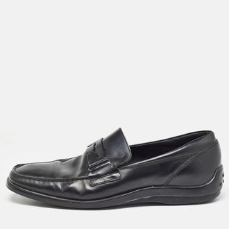 Tod's Tods Black Leather Penny Slip On Loafers