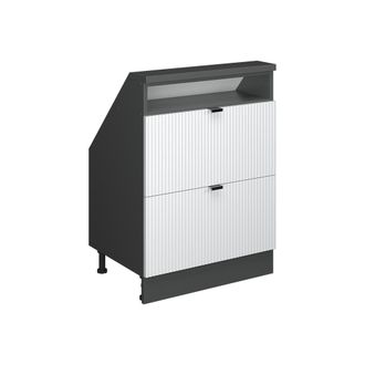 Vicco Armario De Cocina Para Techo Inclinado R-line, Ondulaci&oacute;n Blanca, 60 Cm Con 2 Cajones, Vicco