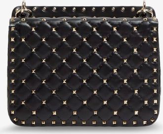 Valentino Garavani Womens Crossbody Bag Rockstud Spike Black Leather Shoulder