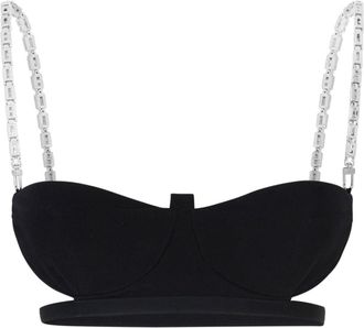 GCDS logo-chain bra top - women - Spandex/Elastane/Polyester/Polyester/Spandex/Elastane - IV - Black