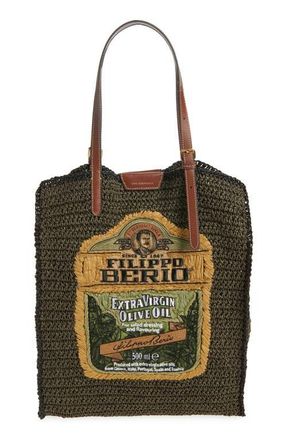 Anya Hindmarch Olive Oil Woven Raffia North/South Tote in Khaki at Nordstrom