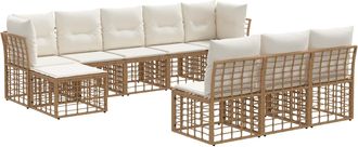 vidaXL Conjunto De Sof&aacute;s De Exterior 10 Plaza Natural Y Crema Vidaxl