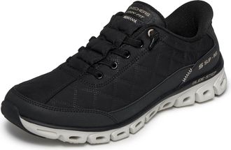 Skechers Womens Glide-Step at Ease Sneaker, Black Nylon, 3.5 UK