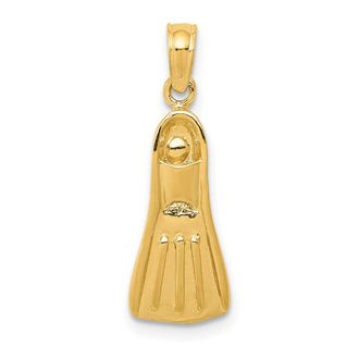 Diamond2Deal 10k Yellow Gold 3D Scuba Flipper Pendant