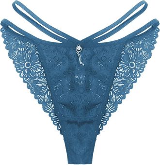 Generic Womens Full Coverage Briefs Comfort Breathable Sexy Lace Sheer Mesh Low Waist Comfortable Breathable Briefs Bikini Underwear for Women Pack (Blue, S)