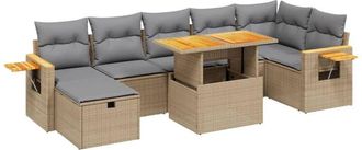 vidaXL Vidaxl - Juego De Sof&aacute;s De Jard&iacute;n Con Cojines Beige 8 Pzas Rat&aacute;n Pe