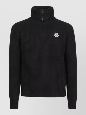 Moncler ribbed wool zip turtleneck sweater