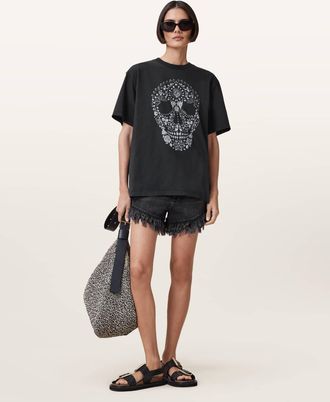 AllSaints Cotton Shkull Boyfriend Graphic Cotton T-Shirt, Size: XS