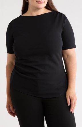 Nordstrom Asymmetrical Gathered T-shirt in Black at Nordstrom, Size 3X