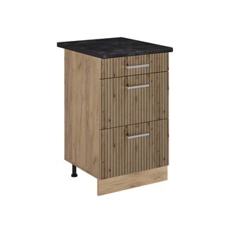 Vicco Mueble Bajo De Cocina R-line, Roble Artesanal/roble Dorado, 50 Cm Encimera Antracita, Vicco