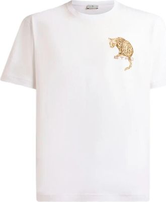 Etro Cotton T-Shirt With Leopard Print And Etro Embroidery