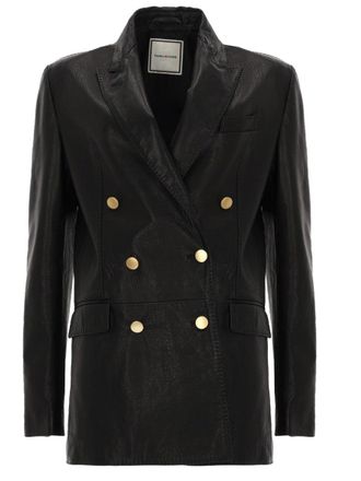 Tagliatore Lamb Leather Blazer - Black