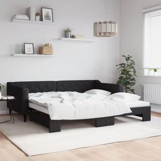 vidaXL Divano Letto con Letto Estraibile Nero 100x200 cm in Tessuto - Vidaxl
