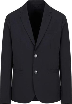 A|X Armani Exchange Twill Logo Jasje Lange Mouwen Multitask - Heren - Business blazers - Blauw - L - Kostuums