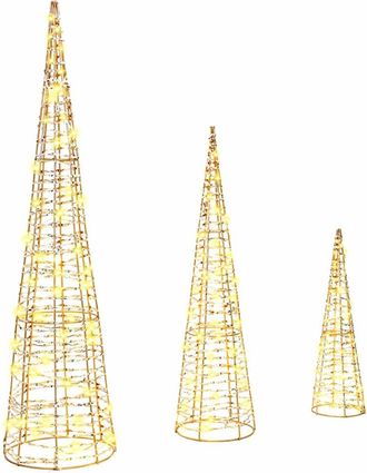 vidaXL &Aacute;rbol De Navidad 3 Uds. 90 Led C&aacute;lido 20 X 20 X 80 Cm Pet Vidaxl