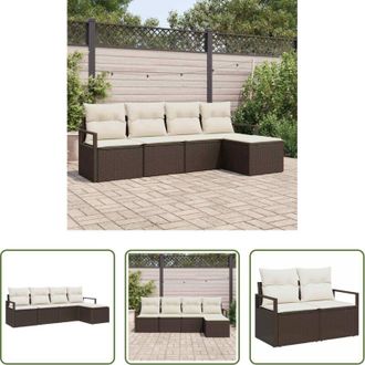 vidaXL Divani esterni - Set di divani 5 pcs Marrone polyrattan