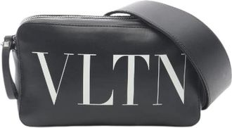 Valentino Pre-owned Cross Body Bags, male, Black, Size: ONE SIZE Pre-owned Vltn logo leather shoulder bag