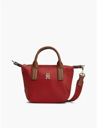 Tommy Hilfiger Womens Monogram Micro Tote Bag - Autumn Red