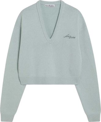 Acne Studios Wollen V-hals trui - Dames - V-hals truien - Groen - M - Wol - Truien & Vesten