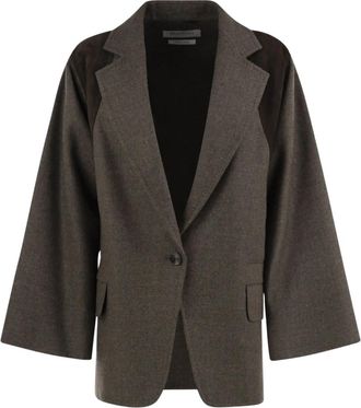 Max Mara Dark Grey Notched Lapel Blazer