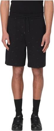 Emporio Armani Korte Broeken, Heren, Zwart, S, Katoen, Zwarte Eagle Logo Shorts Mannen