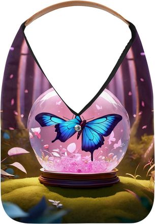 Generic Butterfly Crystal Ball Reusable Lightweight Grocery Bags - Foldable Into Compact Pouch, Washable & Sturdy, Multipurpose for Shopping and Travel