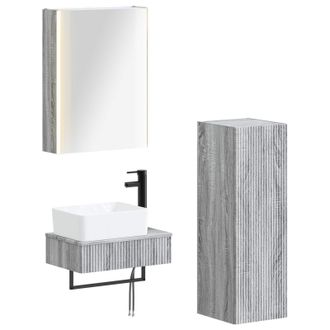 vidaXL Juego De Muebles De Ba&ntilde;o 4 Pcs Sonoma Gris Vidaxl