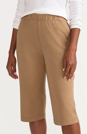 Lands End Sport Knit High Rise Elastic Waist Capri Pants in Rich Camel at Nordstrom, Size X-Small P