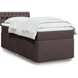 vidaXL Vidaxl - Cama Box Spring Con Colch&oacute;n Tela Marr&oacute;n Oscuro 80x200 Cm