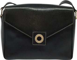 Celine Logo Du Cercle Black Leather Shoulder Bag (Pre-Owned)