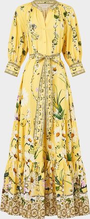 Camilla Daisy Chains Tiered Maxi Shirtdress