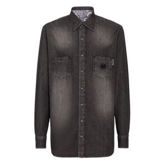 Philipp Plein Denim Shirt Paisley - - Shirts - Uomo - Nero - S