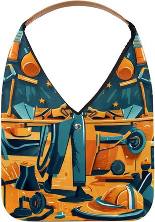 Generic Labor Day Pattern Reusable Lightweight Grocery Bags - Foldable Into Compact Pouch, Washable & Sturdy, Multipurpose for Shopping and Travel