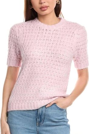 Magaschoni Contemporary Short Sleeve Sweater In Orchid Pink