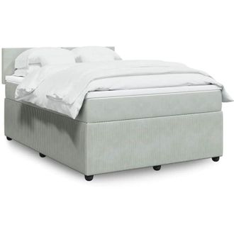 vidaXL Vidaxl - Cama Box Spring Con Colch&oacute;n Terciopelo Gris Claro 140x190 Cm