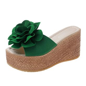 Generic Wedge Heel Shoes Women Spring and Women Sandals Wedge Heel Thick Sole Casual Style Shoes Women 41, Green, 8.5 UK