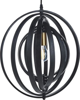 Beliani L&aacute;mpara colgante Madera de &aacute;lamo Negro