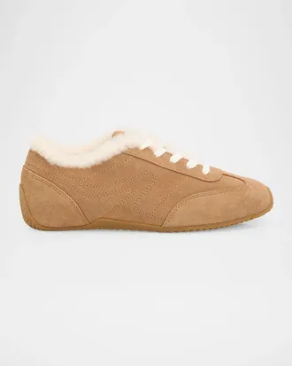 Rag & Bone Retro Runner Suede Shearling-Lined Low-Top Sneakers