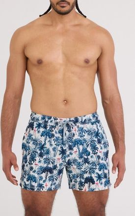 Saxx Oh Buoy 2N1 5-Inch Volley Swim Trunks in Palm Mix White Sand at Nordstrom, Size Xx-Large