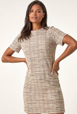 Roman Textured Pocket Stretch Shift Dress