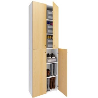 ebuy24 Vcm xl Legno Grande Gabinetto Scarpa Scaffale Grande Stivaletti Mobili per Stivali Lona 6 Scomparti Porte Giranti (Bianco / Faggio)