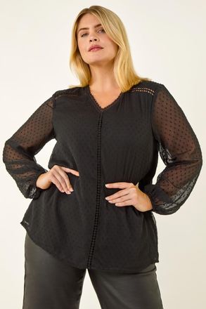 Roman Textured V-Neck Top