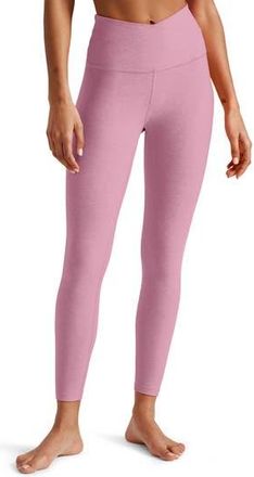 Beyond Yoga At Your Leisure Space Dye High Waist Midi Leggings in Pink Haze Heather at Nordstrom Rack, Size X-Large