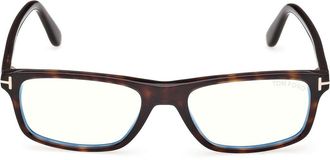 Tom Ford 55mm Rectangular Optical Glasses in Classic Dark Havana/t Logo at Nordstrom