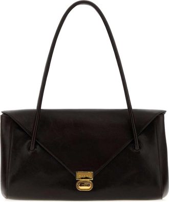 Marni Dark Brown Logo Large Shoulder Bag